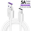 Cable USB Tipo C de carga súper rápida para Samsung S20 S9 S8 Xiaomi Huawei P30 Pro Cable de carga de teléfono móvil BLCAK