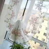 1PC Rose Embroidery Curtain High Quality Ribbon Roman Curtain Home Wave European Living Room Kitchen Balcony Voile Curtain 210913