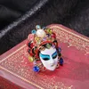 Kinesisk stil Peking Opera Facial Makeup Ringar Kvinnliga Etniska Styles Index Finger Ring för Kvinnor Operas Mask Smycken Hantverk Present