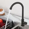 Matt Black Single Cold Kitchen Kran Sväng Bokkök, Europa Style Total Sink Tap 304 Rostfritt Stål 211108