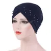 Femmes élastique Turban chapeau musulman Hijab perles islamiques Cancer chimio casquette dames Hijab extensible tête enveloppement tête écharpe casquette intérieure mode