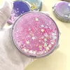 Liquid Bling Glitter Quicksand Portable Folding Mirror 5 Colors Double Sided Foldable Pocket Mirrors