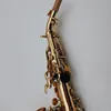 Mark VI Curved Neck Soprano Saxophone B Flat mässing Platerad lackguld Woodwind Instrument med fodralstillbehör1944370