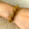 Link Chain KunJoe Fashion Simple Twisted Rope Bracelet For Women Men Vintage Punk Charm Gold Color Bangle Wrist Jewelry GiftLink