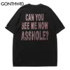 T-shirts surdimensionnés Hip Hop Creative Print Ripped Distressed Holes Tees Shirts Streetwear Harajuku Cotton T-Shirts Tops 210602