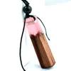 Fashion Solid Wood Natural Stone Pendant Necklaces Rope Chain Bullet Hexagonal Prism Black Lava Diffuser Necklace Jewelry