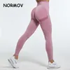 NORMOV Seksi Dikişsiz Tayt Kadın Ince Yüksek Bel Squat Geçirmez Spor Kabarcık Butt Legging Push Up Spor Spor Egzersiz Leggins 210925