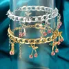 Lien, chaîne SUMU mode cerise cristal pendentif Bracelet pour femmes filles douces or argent couleur métal cubain bijoux