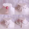 Collana girocollo Lolita Princess fatta a mano con perle vintage, dolce e carino, per donna. Collana con ciondolo lavorato a maglia