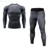 Tracksuits voor heren heren hoogwaardige kledingcompressie shirt broek Men 2 -delige sportpak zweet leggings lange broek hardloop panty's