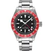 Relógios de Pulso Relógio de Movimento Automático Bay Black Red Bezel Calendário Masculino Caixa de Aço 41MM Pulseira Ponteiros Luminosos Militar