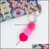 Keychains Fashion Accessories 1Pc Gradient Color Ball Pompon Keyring Charm Women Bag Pendant Summer Jewelry Drop Delivery 2021 J1D