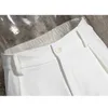 TWOTWINSTYLE Pantaloni larghi pieghettati bianchi per le donne Pantaloni larghi casuali a vita alta Stile autunnale femminile alla moda 210915