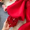 Sexy scava fuori pizzo aderente lungo Dres elegante rosso / rosa / bianco con spalle scoperte patchwork maxi abiti da festa autunno 220311