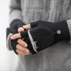 Couleurs Hiver Gants Chauds Hommes Femmes Mignon Demi-Doigt Retourner Flip Top Mitten Gants Hiver Étudiant écriture gants en laine tricotés GGE2180