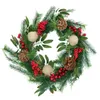 装飾的な花の花輪1PCクリスマスデコレーションリースハンギングガーランドリネン布赤と緑