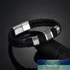 Gentleman Läder Titanium Stål Flätat Clasp Bangle Armband för män och kvinnor Retro Bangles Armband Smycken Fabrikspris Expert Design Kvalitet Senaste stil