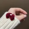 Lovely Girl's Wine Red Velvet Bow Ring Women's High Sense French Index Finger Ring Sweet Autumn and Winter