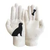 Fünf Fingerhandschuhe Mode Herbst- und Winter-Cartoons Print Damen Woll-warme Outdoor-Hundeknochen drucken alle