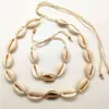 Goldene Farbe Cowrie Shell Halsketten Armbänder Set Nature Shell Statement Choker Halskette Bohemia Collar Collier Frauen Strand Party Je2988605