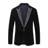 Men's Suits & Blazers CYSINCOS Mens Classic Velvet Stylish Burgundy Royal Blue Black Fashion Wedding Groom Slim Fit Tuxedo Prom Costume