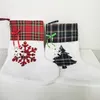 Large High Quality Christmas Stocking Pet Dog Plaid Paw Santa Socks Candy Sock Bags Festival Gift Bag Decor 08