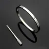 4 mm dünne Silberarmbänder Armreifen für Frauen Männer Titanstahl Goldschraubendreher Armband Armband ohne Box 16-19cm