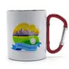 10OZ Sublimatie Carabiner Handvat Cups Whitesilver Coated Mokken voor Sublimation Outdoor Rvs Water Flessen Drinkglazen A12