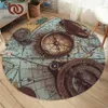 BeddingOutlet Compassbedroom Vloer Matworld Kaart 3D Printround Tapijt Retro StyeAmea-tapijten Blauw BrownalfomBra Drop 210727