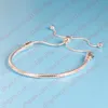 Pulseras de cuerda de mano de plata esterlina auténtica 925 para joyas de regalo de boda para mujeres de tamaño ajustable con caja original9658115