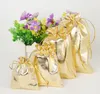 Gol Tone Satin Organza Mariage favorable Party Candy Gift Sac Pouche avec cordon 5x7cm7x9cm9x12cm10x12cm10x15cm11x16cm13x18c9074851