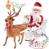 2021 Decorações de Natal para casa elétrica Santa Claus Elk puxando trenó jogando música ano novo brinquedo crianças presente de natal 201017