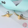 Gouden vleugels snitch 100% 925 sterling zilveren schattige kralen gouden charmes fit authentieke pandora armbanden sieraden Q0531