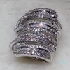 Full Princess Cut Luxury Smycken 925 Sterling Siver Vit Sapphire Simulerad Diamond Gemstones Bröllop Kvinnor Ring SZ5-11