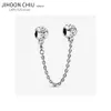 Authentic 100% 925 Sterling Silver DIY Beads security chain Fit Pandora Charms Bracelet DIY Women Original Beads Jewelry Q0225