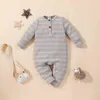 Född Baby Boys Girls Romper Pyjamas Spädbarn Kläder Bomull Långärmad Print O-Neck Comfy Jumpsuit Toddler Kläder Outfits 220106