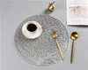 4/6 stücke Gold Silber Runde Tischsets Küche PVC Matten für Esstische Trinken Untersetzer Set Kaffee Tasse Pad el Restaurant Geschenk 210817