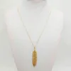 Collares de plumas a la moda para mujer, suéter largo, cadena, regalos de joyería, colgantes de hojas, collar de gargantilla, bisutería G1206