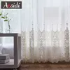 居間のための繊細な刺繍チュールカーテン居間の贅沢な白いシアーヴィル窓のカーテン寝室のレースコルチナパラサラ210712