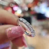 Сладкие милые простые модные ювелирные изделия из стерлингового серебра 925 пробы, одиночные ряды, белый топаз, CZ, бриллиант, вечность, женское свадебное обручальное кольцо Ri2943