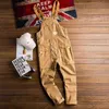 Mens Loose Cargo Bib Overalls Pants Multi-Pocket Overall Men Casual Coveralls Suspenders Jumpsuits Rompers Wear Coverall 211202