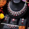 Earrings & Necklace Jewelry Sets Godki Big Fashion Luxury 4Pcs Peacock Tail Nigerian Set For Women Wedding Zircon African Bridal 2021 Drop D