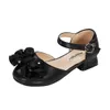 Kızlar Deri Ayakkabı 2021 İlkbahar Yaz PU Patent Deri Çocuklar Elbise Ayakkabı Yüksek Topuklu Kelebek-Düğüm Elbise Ayakkabı Düğün Chic X0703 Için
