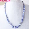 WOJIAER Fashion Jewelry Algae Agate Gem Stone Necklace Round 6-14mm Graduated Beads Women 17.5 Inches BF301