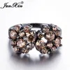 JUNXIN Elegant Champagne Zircon Rings For Women Friendship Jewelry Vintage Black Gold Filled Tiny CZ Wedding Crystal Ring1381692