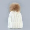 Chapeau Pom Poms en fourrure pour femmes, bonnet tricoté, épais, Skullies, à la mode, hiver