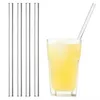 Clear Glass Straw 200x8mm قابلة لإعادة الاستخدام مباشرة قش شرب الزجاج مع فرشاة قش زجاجي ودية للفرشاة لتصميح الكوكتيلات FY5155