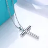 Krucyfiks krzyż naszyjnik kobiece diamentowe naszyjniki obojczyka Ins projekt proste srebrne modne hip-hopowe łańcuchy biżuteryjne dla kobiety Q0803
