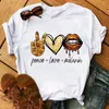 2021 Nowa T Shirt Kobiety Lips Drukowane Moda Graficzna Drukowana Koszulka Harajuku Casual Damska Krótkie Rękawy Kobiece Koszulki Odzież X0527