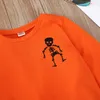 Baby Mädchen Jungen Kleidung Sets Frühling Herbst Kinder Outfits Orange Gedruckt Langarm Top + Schädel Hosen Chinesischen Kind Anzug kinder Kleidung